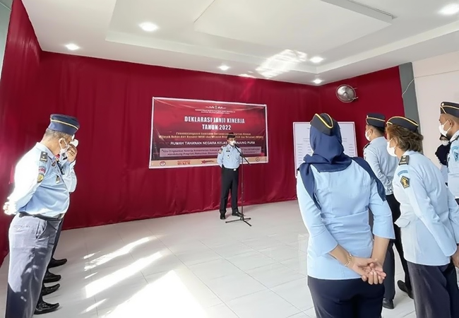 Rutan Kelas IIB Tanjungpura Kanwil Kemenhumkam Sumut Deklarasi Janji Kinerja 2022
