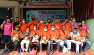 Yayasan Accurate Charity Center Bersama Pewarta Polrestabes Medan Bagi 300 Paket Sembako