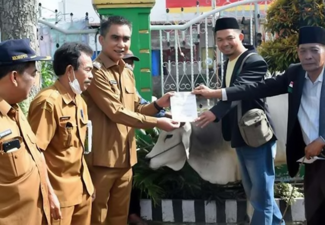 Wakil Bupati Karo Serahkan Hewan Kurban di Masjid Agung Kabanjahe