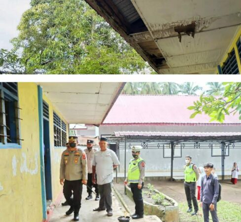 Prihatin Kondisi Sekolah, Kapolres Sidempuan Bantu Renovasi Sekolah