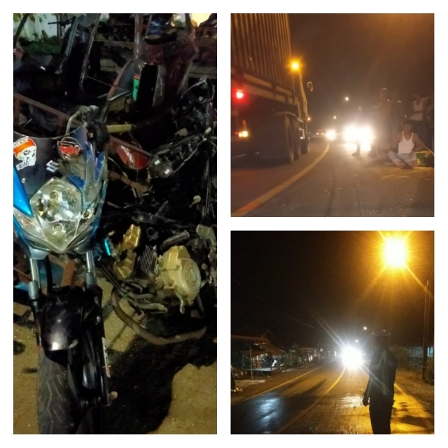 Pemotor Tewas Ditempat Usai Tabrakan dengan Truck di Batang Toru Kab. Tapsel