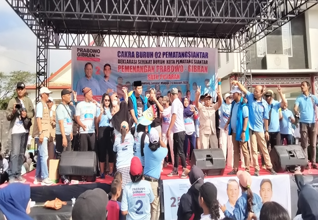 Cakra Buruh 02 Sumut Deklarasi Dukung Prabowo-Gibran Menang Satu Putaran