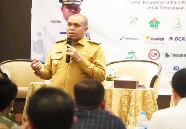 LANGKAT - Pj Bupati Langkat Faisal Hasrimy sambut baik kegiatan Forum Silaturahmi Pj Bupati Langkat Dengan Dunia Usaha bertempat di Le Polonia Hotel Medan, Senin (13/5/2024) sore.